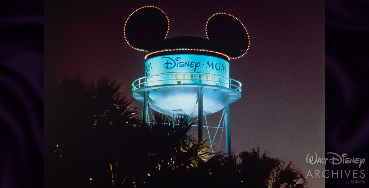 Earfful Tower A nighttime view of the Earfful Tower shimmering over Disney’s Hollywood Studios.
