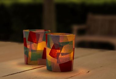 Stained glass candle holder