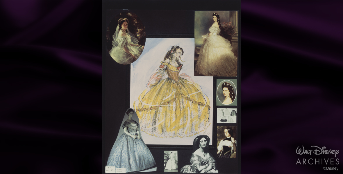 Beauty and the Beast Sketch and inspiration for Belle’s costume by costume designer Ann Hould-Ward. (Costume design by Ann Hould-Ward)