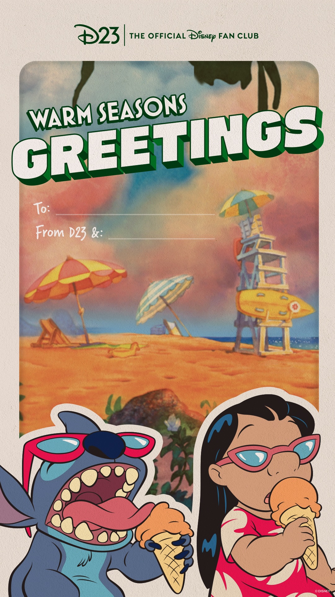 Lilo & Stitch Wallpaper Lilo & Stitch downloadable postcard themed to Warm Seasons Greetings from D23