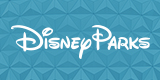 A patterned blue background with the words Disney Parks in the middle.